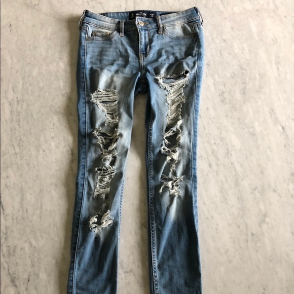 Women’s Low Rise Ripped Super Skinny Jeans - Picture 1 of 6